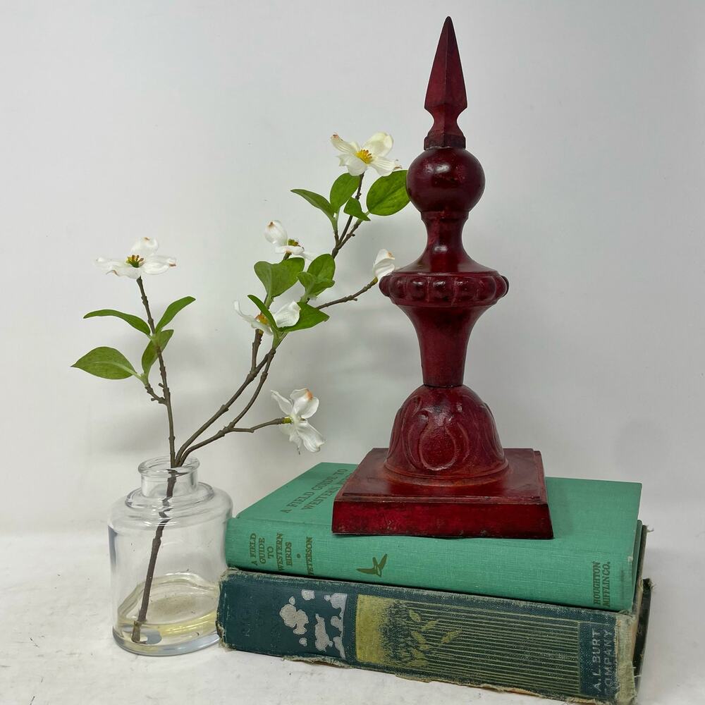 Red Cast Metal Finial Decor Reproduction Aged